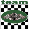 Autocollant MORGAN-Logo team vert/damier l 120 H 125 mm