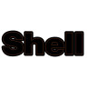 Autocollant SHELL lettres Noires filet rouge  L 150 H 44 mm ou sur mesure