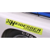Autocollant logo HEIDEGGER Racing Noir fond jaune L 460 H 81  mm