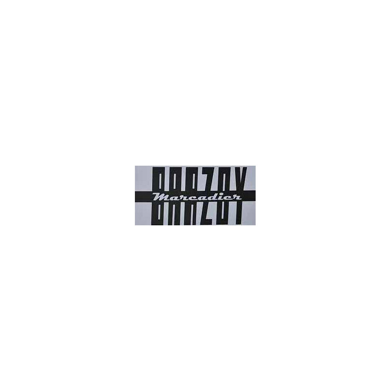 Autocollant MARCADIER logo Barzoy fond gris L 85 H 30 mm