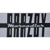 Autocollant MARCADIER logo Barzoy fond gris L 85 H 30 mm