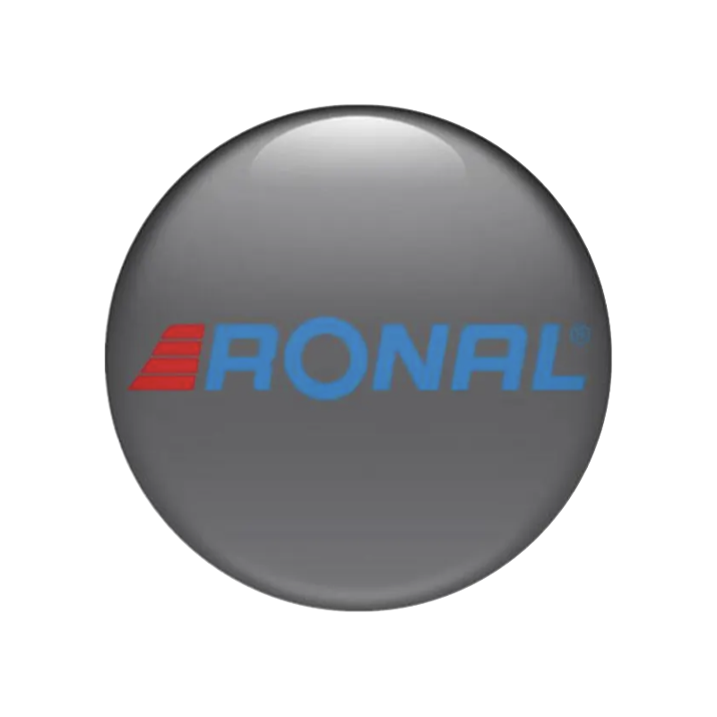 autocollant RONAL centre Jantes gris foncé logo bleu-rouge diam 50 mm