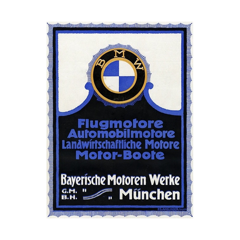 Autocollant BMW motoren Munchen affiche 1930 L 150 H300 mm