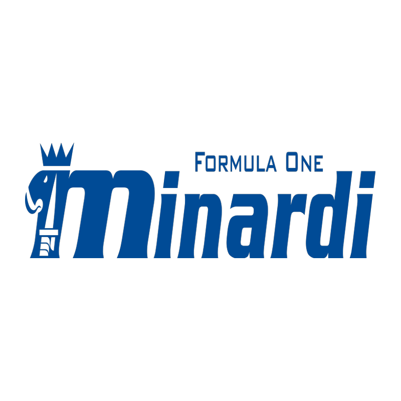 Autocollant MINARDI logo F1 Team bleu L 60 H 20 mm