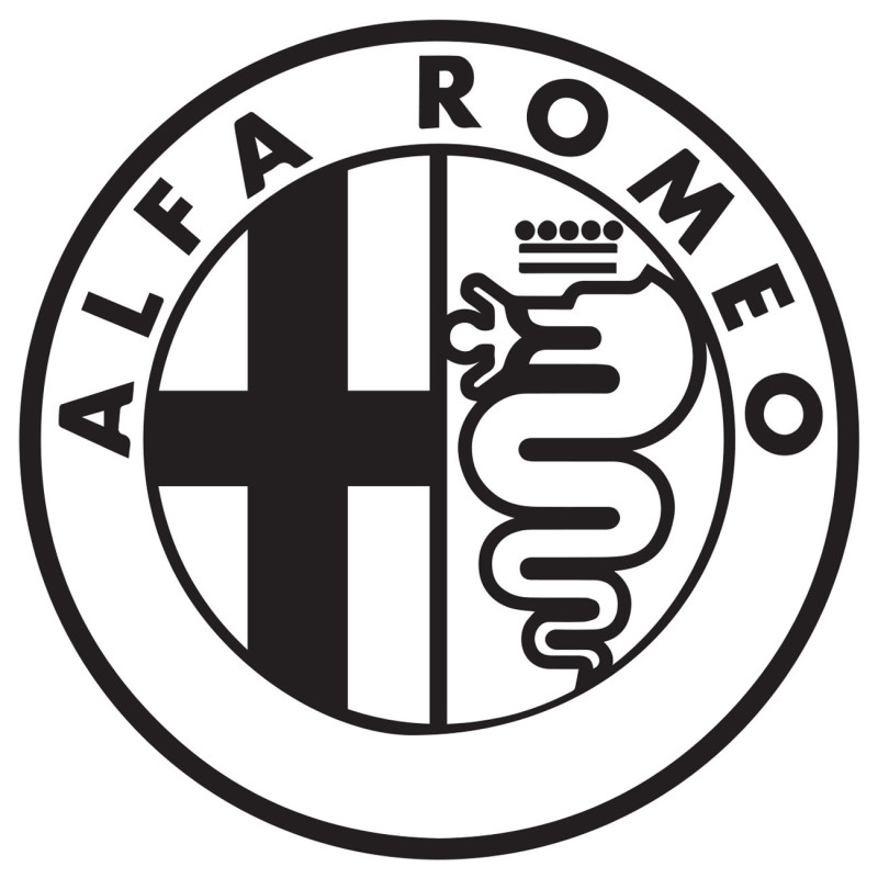 Autocollant ALFA ROMEO logo noir blanc diam 50 mm