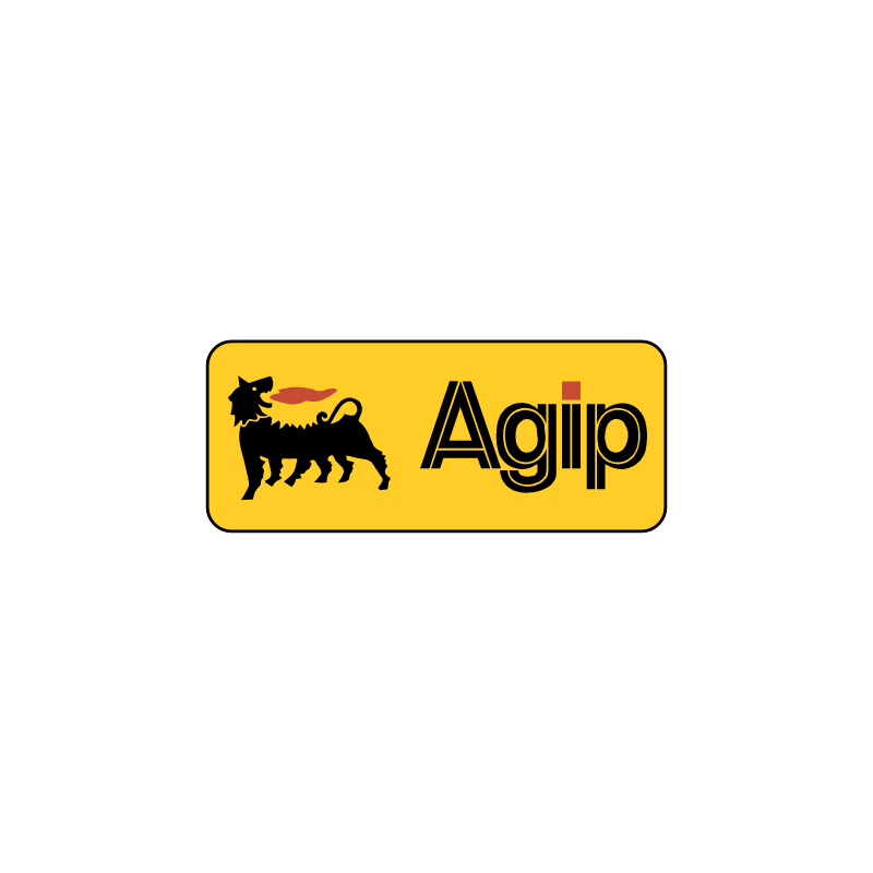 Autocollant AGIP logo noir fond jaune L 89 h 37 mm